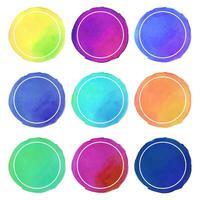 Watercolor Round Color Circles Sticker Set vector