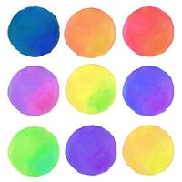 Watercolor Round Color Circles Set vector