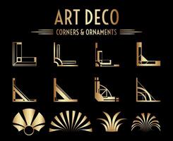 Geometric Gatsby Art Deco Corner and Ornament Set vector