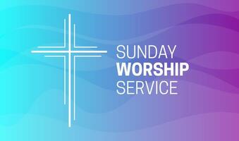 Sunday Worship Service Background Illustration with Christian Cross vector