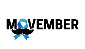 Movember Isolated Icon with Ribbon and Moustache vector