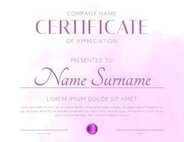 Clean Pink Certificate Design vector