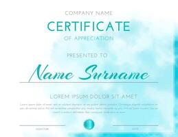 Feminine Moder Certificate Design in Fresh Light Turquoise Color vector