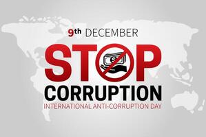 detener corrupción y internacional anti corrupcion día bandera ilustración vector
