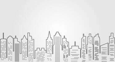 Gray Outline Cityscape Illustration with Skyscrapers Background vector