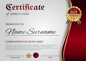Certificate Diploma Template in Modern Red Style vector