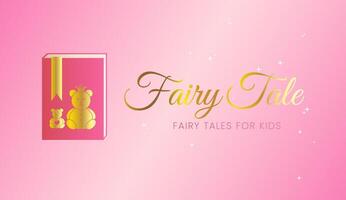 Fairy Tales for Kids Pink Illustration Background Design with a Book with Bears on it vector