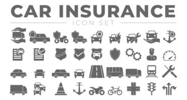 coche y vehículo seguro icono conjunto vector