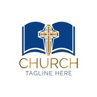 Gold and Blue Christian Church Logo Design vector