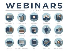 Masculine Webinar Icon Set for Man. Student, Test, Simplicity Icons. vector