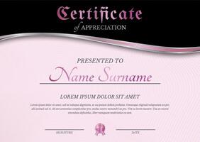 Modern Pink Certificate Diploma Template vector