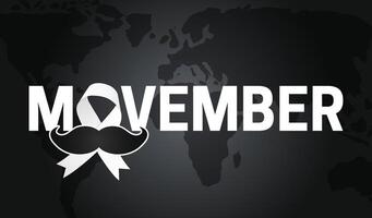 Movember Black Background Illustration with Ribbon and Moustache vector