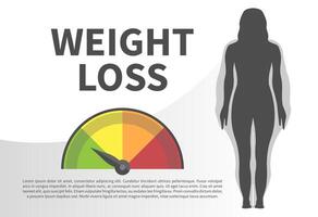 Weight Loss Infographic Illustration with Woman Silhouette from Normal Healthy to Fat Weight vector