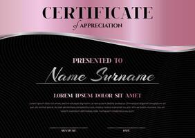 Pink and Black Certificate Diploma Template for Woman vector