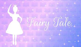Magical Fairy Tale Purple Illustration Design with Book Background and Dancing Princess vector