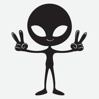 Alien showing a peace sign illustration vector