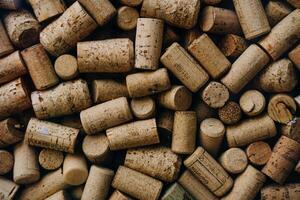 Detail of old wine corks in color vintage style photo