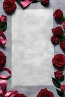 Floral borders with white textured table photo