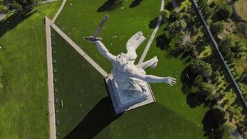 Drone view of the famous Soviet sculpture The Motherland Calls video