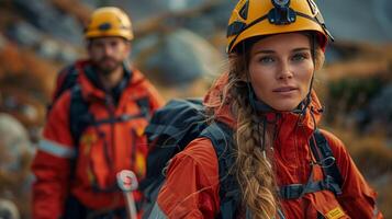 Rescue helicopter in the mountains. Rescue team. Rescue helicopter. photo