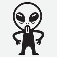 Black and white Melting alien illustration vector