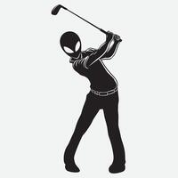 Alien golf player Silhouette illustration vector