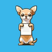 Chihuahua Dog Holding a Whiteboard illustration vector