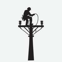 Electrical lineman Silhouette illustration vector