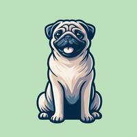 Pug Dog sitting with the tongue out illustration vector