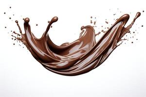 Chocolate splash isolated on white background photo