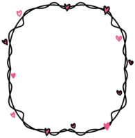 Line hand drawn frame with heart png