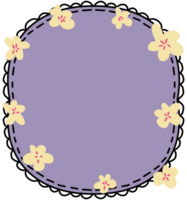 Purple hand drawn Frame with yellow flower png