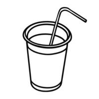 white plastic cup with straw vector