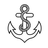 Anchor with rope logo icon vector