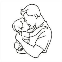 minimalista línea Arte papá abrazando hijo del padre día diseño vector
