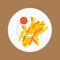 francés papas fritas plato ilustración vector