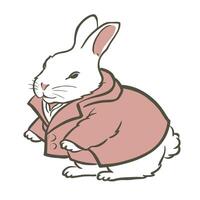 minimalistic illustration of a bunny in a pink coat vector