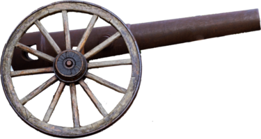 an old cannon with wheel png