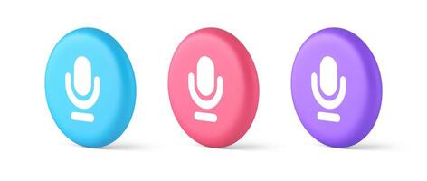 Microphone sound live recording button web app design radio music broadcasting 3d isometric circle icon vector