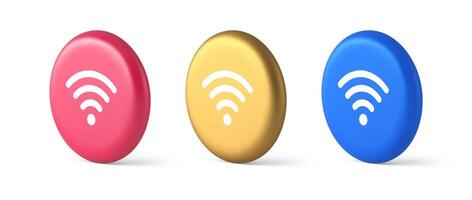Wi fi internet connection button high speed wireless cyberspace digital network 3d isometric circle icon vector