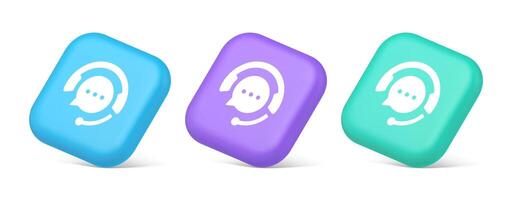 Customer support live chat service button information messaging consulting 3d isometric icon vector