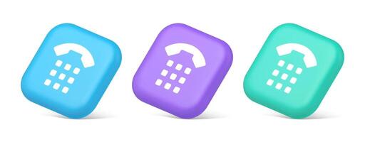 Phone call button application handset mobile contact communication 3d realistic isometric icon vector