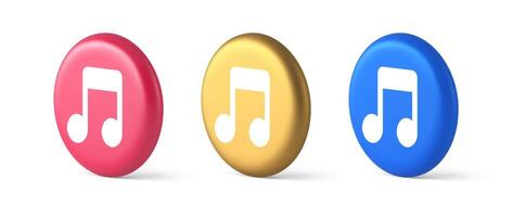 Music note audio sound button audio sound listening production 3d realistic isometric circle icon vector
