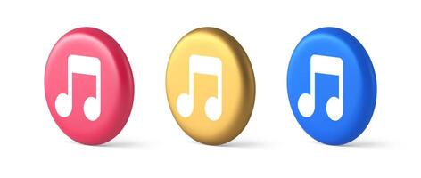 Music note audio sound button audio sound listening production 3d realistic isometric circle icon vector