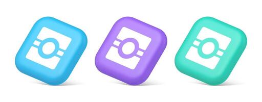 Camera photo application button multimedia photograph service 3d realistic isometric icon vector