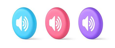 Volume sound button speaker acoustic level noise wave control 3d realistic isometric circle icon vector