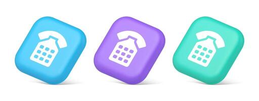 Phone call contact communication web button helpline hotline 3d realistic isometric icon vector