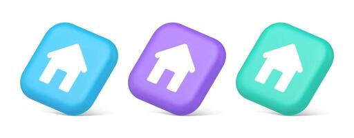 Home page button house web symbol cyberspace application interface 3d realistic isometric icon vector