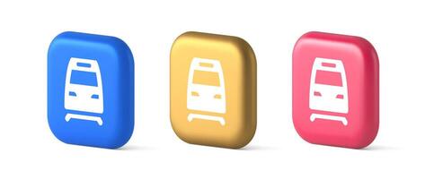 Train railway subway locomotive button rail passenger transportation travel 3d realistic icon vector