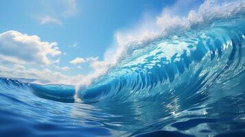 Blue ocean wave. 3d render illustration. Ocean water background. photo